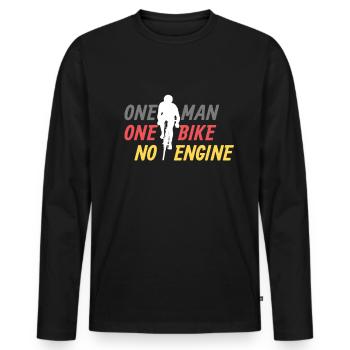 Cyclisme - un homme un vélo sans moteur - T-shirt manches longues Premium bio Homme - noir - Devant - Nico (187cm)
