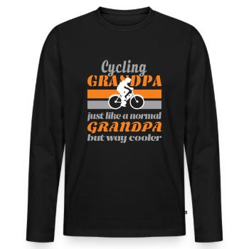 Bicycle e-bike grandpa - Men's Premium Organic Long Sleeve Shirt - black - Front - Nico (187cm)