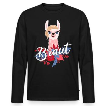 Braut Alpaka Lama Geschenk zum Polterabend - Männer Premium Bio Langarmshirt - Schwarz - Vorne - Nico (187cm)