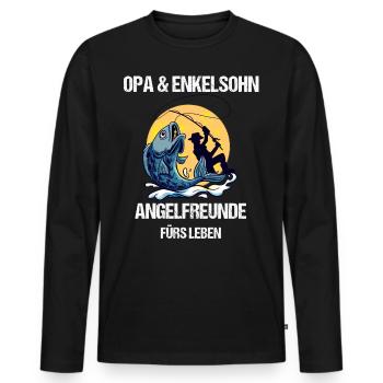 Angler Opa Angeln Geschenk - Männer Premium Bio Langarmshirt - Schwarz - Vorne - Nico (187cm)