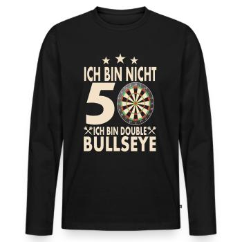 I'm not50. I'm double bullseye - Men's Premium Organic Long Sleeve Shirt - black - Front - Nico (187cm)