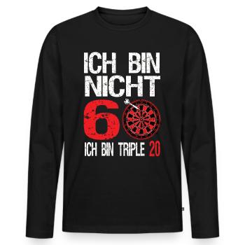 Ich bin nicht 60 ich bin triple 20 - Männer Premium Bio Langarmshirt - Schwarz - Vorne - Nico (187cm)