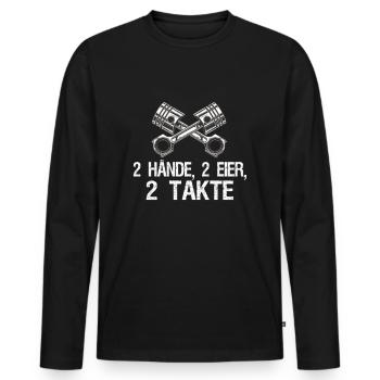 2 Hände 2 Eier 2 Takte - Männer Premium Bio Langarmshirt - Schwarz - Vorne - Nico (187cm)