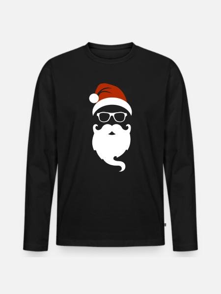 Bart Weihnachtsmann Christmas Santa Claus Beard - Männer Premium Bio Langarmshirt - Schwarz