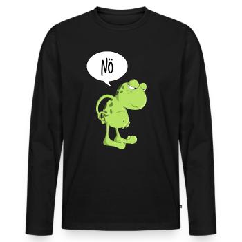 Nö Frosch Kröte Lustiger Spruch Keine Lust Tier - Männer Premium Bio Langarmshirt - Schwarz - Vorne - Nico (187cm)