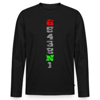 1N23456 used look - Men's Premium Organic Long Sleeve Shirt - black - Front - Nico (187cm)