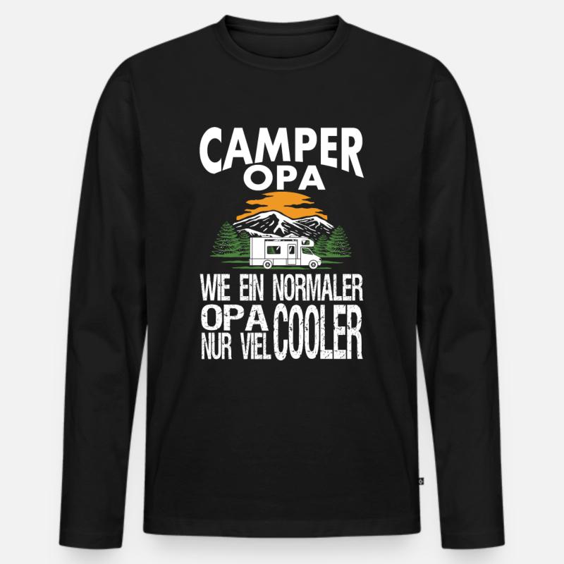 Camper Opa Geschenk - Männer Premium Bio Langarmshirt - Schwarz
