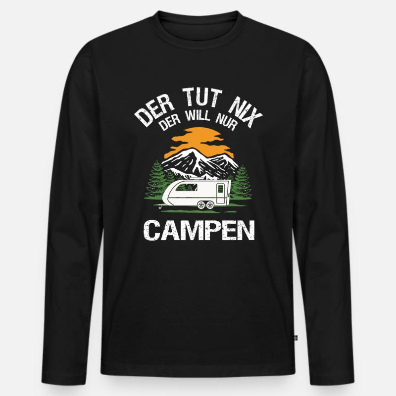 Camping auf dem Campingplatz - Männer Premium Bio Langarmshirt - Schwarz