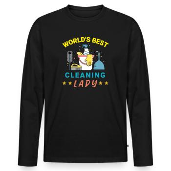 Cleaning lady cleaning assistant ladies gift - Men's Premium Organic Long Sleeve Shirt - black - Front - Nico (187cm)