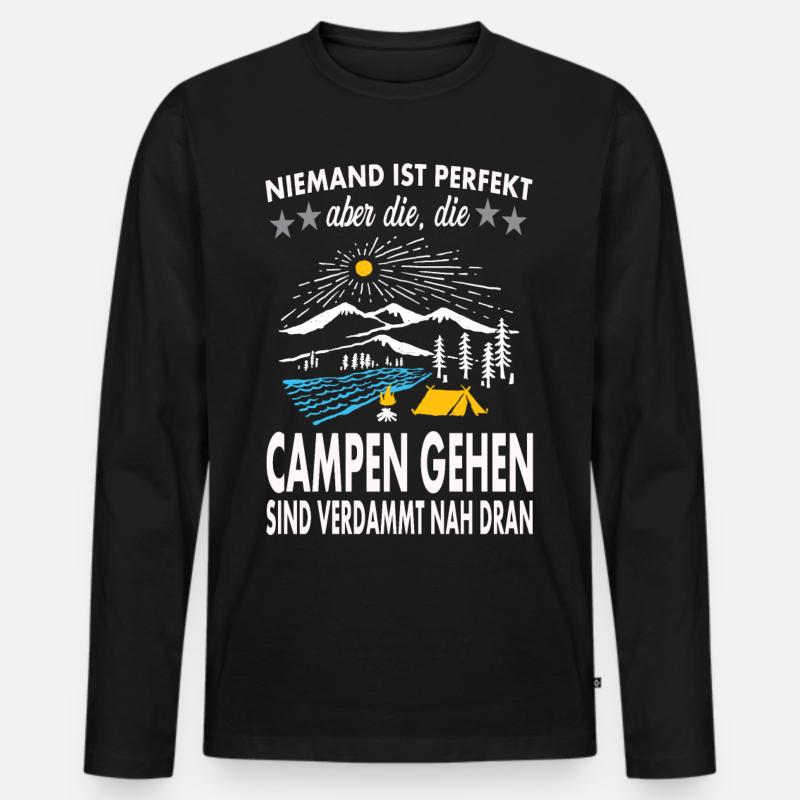 Camping auf dem Campingplatz - Männer Premium Bio Langarmshirt - Schwarz