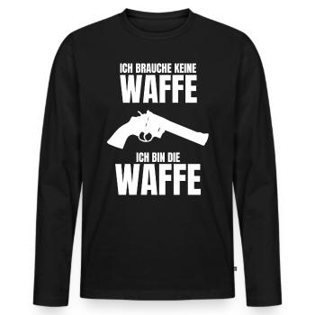 ich bin die Waffe lustiger Spruch Geschenk Pistole - Männer Premium Bio Langarmshirt - Schwarz - Vorne - Nico (187cm)