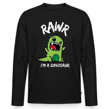 Rawr je suis un dinosaure mignon dinosaure pour les enfants - T-shirt manches longues Premium bio Homme - noir - Devant - Nico (187cm)