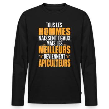 apiculteur, cadeau apiculteur, apiculteurs - T-shirt manches longues Premium bio Homme - noir - Devant - Nico (187cm)