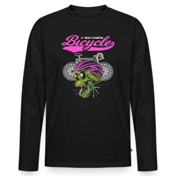 Vélo de course tête de mort Cycliste Cycliste Vélo Vélo - T-shirt manches longues Premium bio Homme - noir - Devant - Nico (187cm)