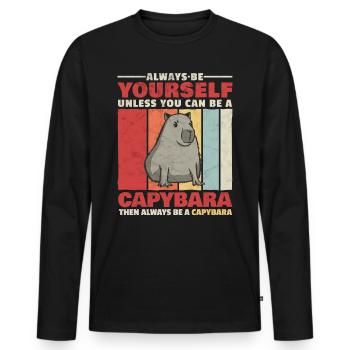 Sois un capybara drôle de cochon d’eau - T-shirt manches longues Premium bio Homme - noir - Devant - Nico (187cm)