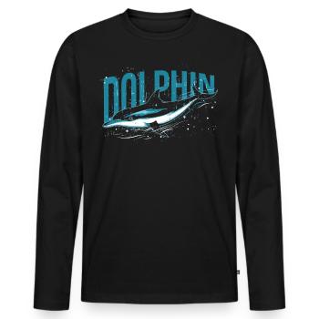 Delphin Tauchen Wassersport Wal Maritim, Delfine - Männer Premium Bio Langarmshirt - Schwarz - Vorne - Nico (187cm)