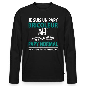 papy do-it-yourselfer humor - Men's Premium Organic Long Sleeve Shirt - black - Front - Nico (187cm)