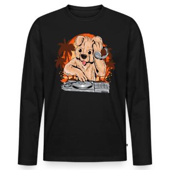 Teddy DJ, écouteurs de musique d’été party Club - T-shirt manches longues Premium bio Homme - noir - Devant - Nico (187cm)