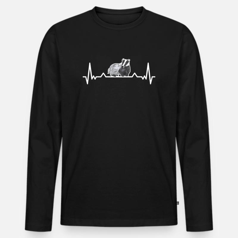Honigdachs Herzschlag Dachs Geschenk - Männer Premium Bio Langarmshirt - Schwarz