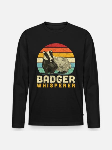 Honigdachs Flüsterer lustiger Dachs Spruch - Männer Premium Bio Langarmshirt - Schwarz