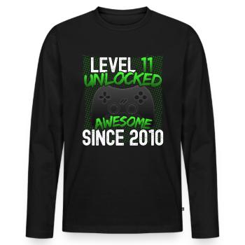 Geburtstag Level 11 unlocked 2010 Gamer Zocker VG - Männer Premium Bio Langarmshirt - Schwarz - Vorne - Nico (187cm)