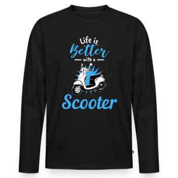 Vivre avec scooter moto moto mobylette - T-shirt manches longues Premium bio Homme - noir - Devant - Nico (187cm)