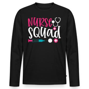 Phrase nurse squad - T-shirt manches longues Premium bio Homme - noir - Devant - Nico (187cm)