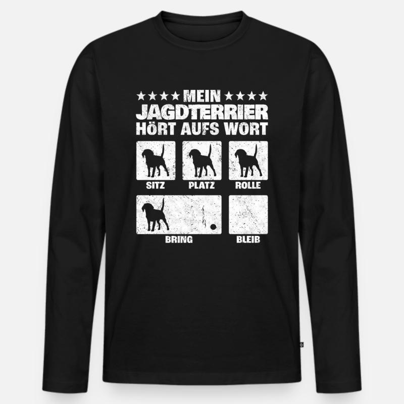 Deutscher Jagdterrier Hundetricks Geschenk - Männer Premium Bio Langarmshirt - Schwarz