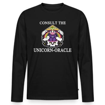 Befrag das Einhorn Orakel, Fantasy Wahrsager Kugel - Männer Premium Bio Langarmshirt - Schwarz - Vorne - Nico (187cm)