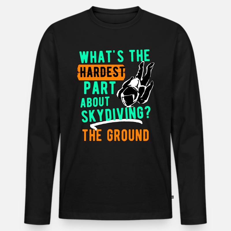 Beim Fallschirmspringen der schwerste part - Männer Premium Bio Langarmshirt - Schwarz