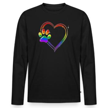 Pfote Hunde Herz Hundeliebhaber, Hund Regenbogen - Männer Premium Bio Langarmshirt - Schwarz - Vorne - Nico (187cm)