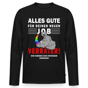 Jobwechsel Verräter Abschiedsgeschenk Nashorn - Männer Premium Bio Langarmshirt - Schwarz - Vorne - Nico (187cm)