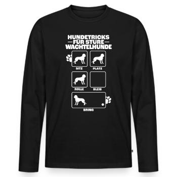 Deutscher Wachtelhund Hundetricks Jagdhund - Männer Premium Bio Langarmshirt - Schwarz - Vorne - Nico (187cm)