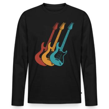Vintage Electric Guitar Guitarist - Männer Premium Bio Langarmshirt - Schwarz - Vorne - Nico (187cm)