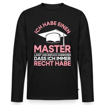 Master Master Master Chapeau Master Drôle de sort - T-shirt manches longues Premium bio Homme - noir - Devant - Nico (187cm)