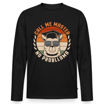 Call Me Master Lama Master Hat College Graduates - Men's Premium Organic Long Sleeve Shirt - black - Front - Nico (187cm)