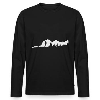 Gift idea for mountain hikes in the mountains - Men's Premium Organic Long Sleeve Shirt - black - Front - Nico (187cm)