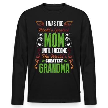 J'étais la plus grande maman du monde - T-shirt manches longues Premium bio Homme - noir - Devant - Nico (187cm)