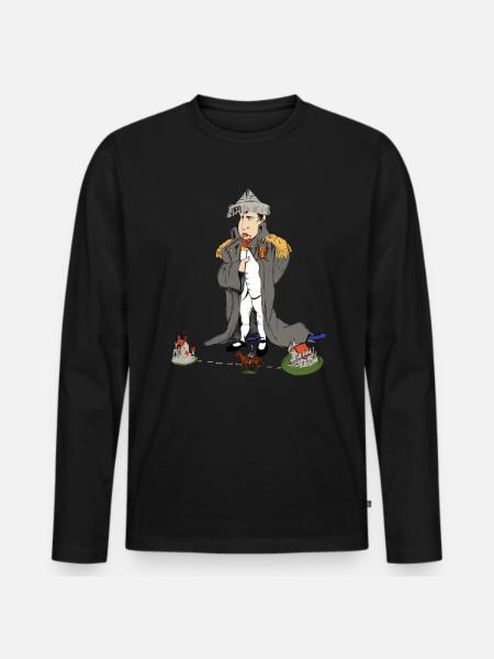 Funny Napoleon Bonaparte tegneserie tegneserie - Premium økologisk langærmet T-shirt til mænd - sort
