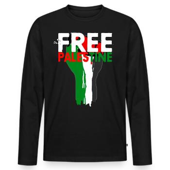 Free Palestine - Faust von Palästina, Palestina - Männer Premium Bio Langarmshirt - Schwarz - Vorne - Nico (187cm)