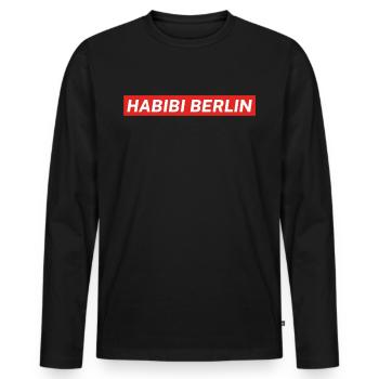 habibi berlin - Männer Premium Bio Langarmshirt - Schwarz - Vorne - Nico (187cm)