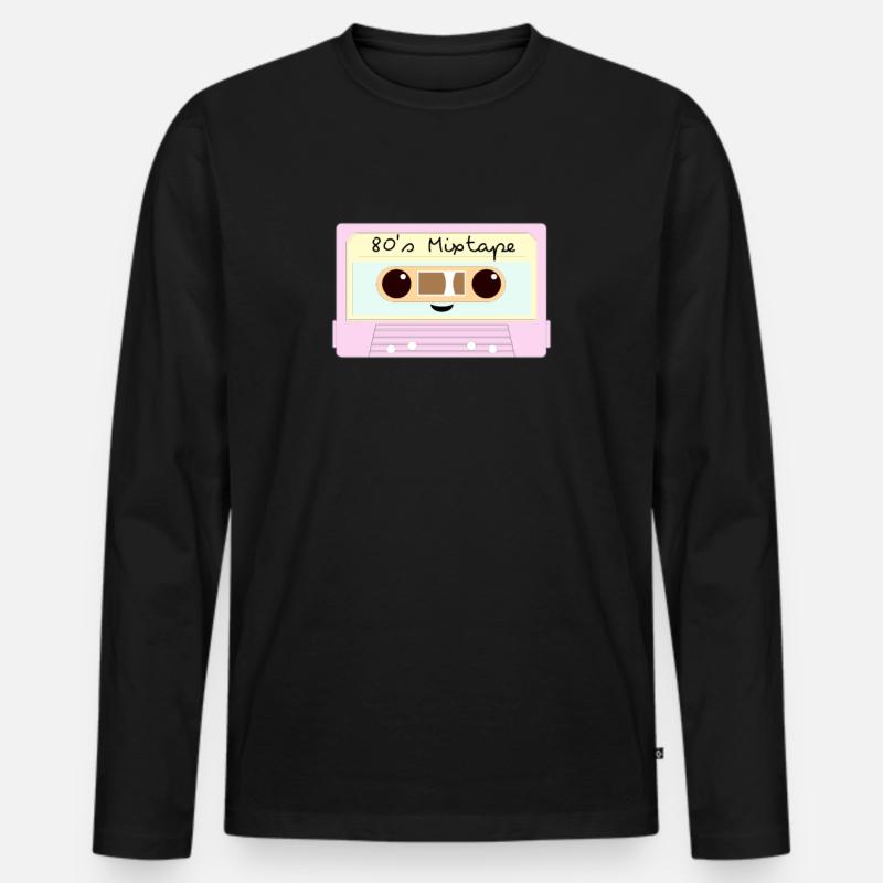80's Mixtape Tape - Männer Premium Bio Langarmshirt - Schwarz