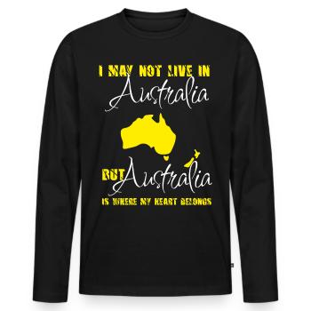 je ne vis peut-être pas en Australie, mais c'est en Australie - T-shirt manches longues Premium bio Homme - noir - Devant - Nico (187cm)