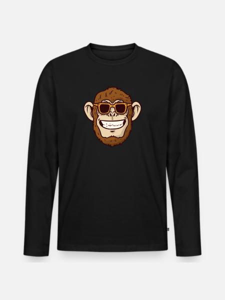 Cool monkey with sunglasses - Men's Premium Organic Long Sleeve Shirt - black