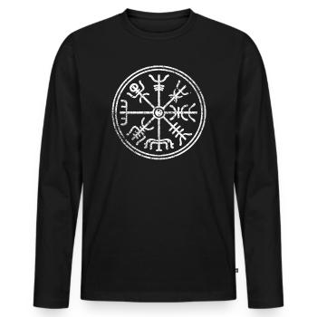 Signes de symboles compas Viking - T-shirt manches longues Premium bio Homme - noir - Devant - Nico (187cm)