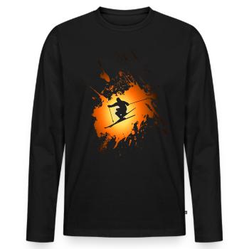 Skifahren Wintersport - Männer Premium Bio Langarmshirt - Schwarz - Vorne - Nico (187cm)