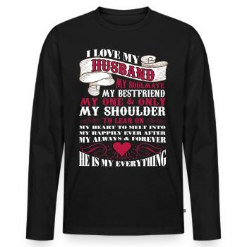 J’aime mon mari - T-shirt manches longues Premium bio Homme - noir - Devant - Nico (187cm)