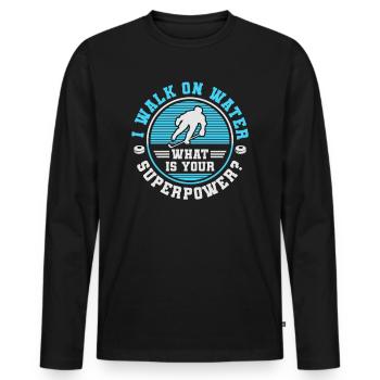 i walk on water what is your superpower blue - T-shirt manches longues Premium bio Homme - noir - Devant - Nico (187cm)