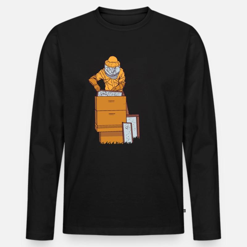 Imker Biene Honig - Männer Premium Bio Langarmshirt - Schwarz