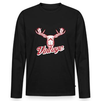 Moose vintage gift - Men's Premium Organic Long Sleeve Shirt - black - Front - Nico (187cm)